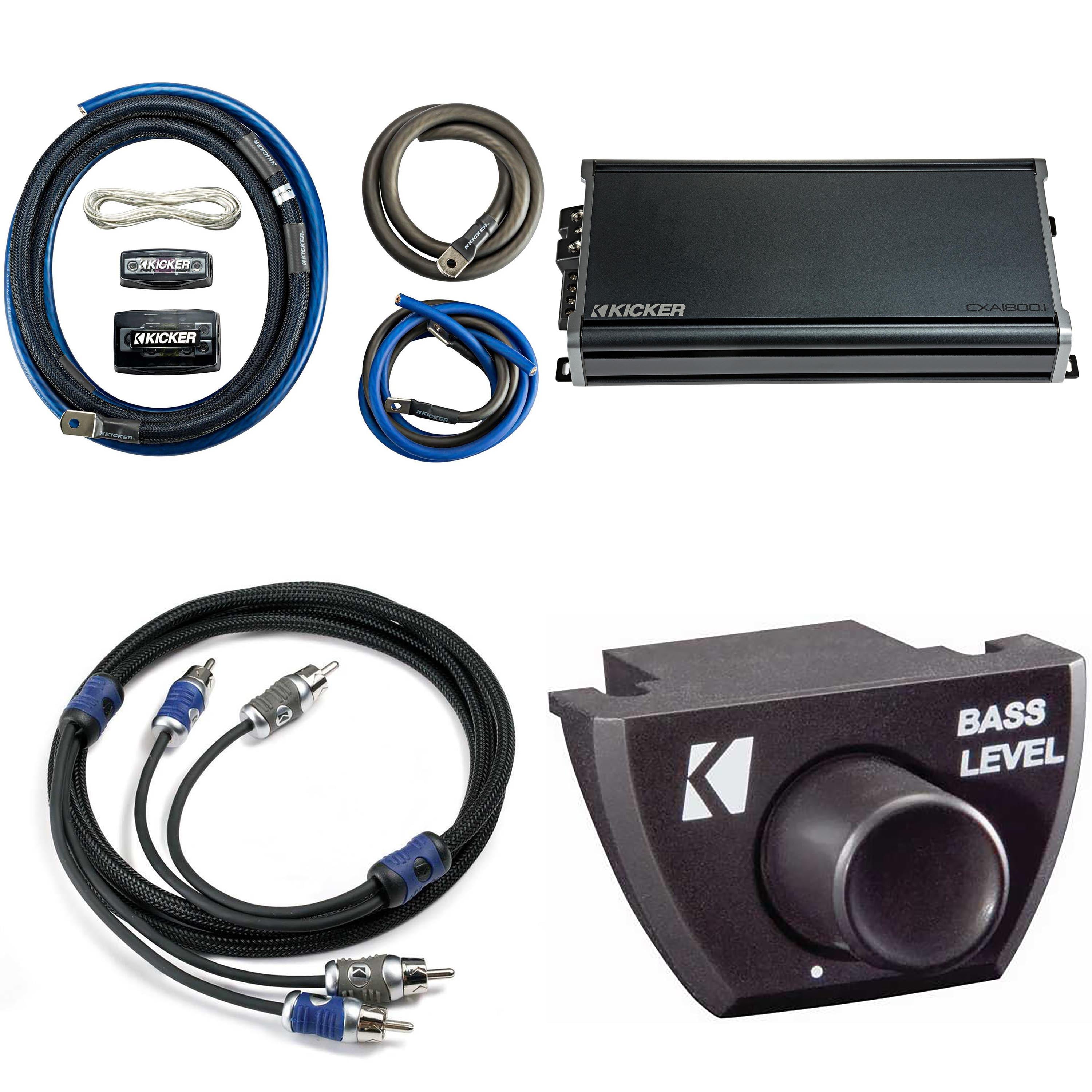KICKER CXA1800.1 1800 Watt Mono Amp & 1/0AWG Power Kit & 6 M. RCA