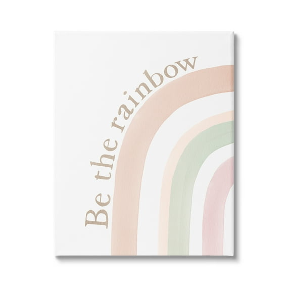Stupell Industries Be The Rainbow Pastel Inspirational Painting Gallery Wrapped Canvas Print Wall Art, 16 x 20