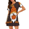 thumbnail image 1 of Fotbe Fall Gnomes Bata de Dormir para Mujer con Estampado, Camisón de Algodón de Manga Corta, Ropa de Dormir Casual, 1 of 6