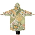 thumbnail image 2 of Oversized Wearable Blanket Hoodie,Pioneer Flower Floral Print Pattern Sherpa Blanket Hoodie with Super Pockets,Super Warm Fuzzy Pullover for Women & Men, 2 of 6