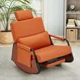 thumbnail image 1 of YODOLLA Fauteuil d'Appoint Berçant avec Repose-Pieds Escamotable, Fauteuil Inclinable à Bascule à Dossier Réglable 3 Positions avec Pochette Latérale, Orange, 1 of 8