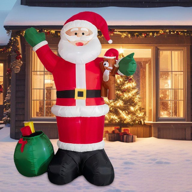 Inflable navideño de Papá iluminado, decoración navideña, decoración inflable para exteriores para patio, patio, centro comercial, fiesta, hogar.