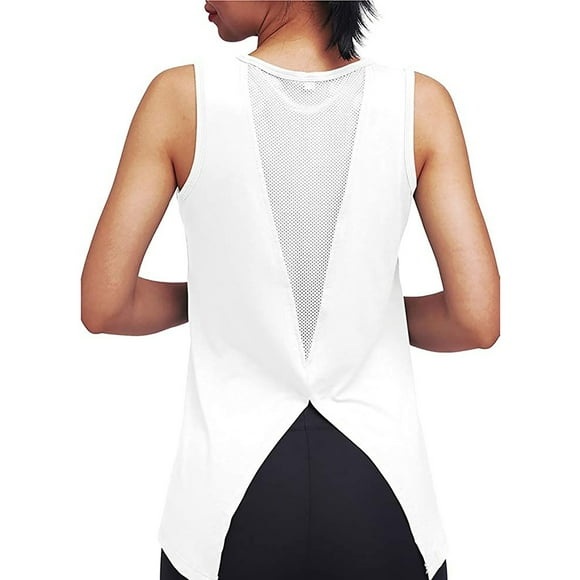 Ersazi Womens Summer Crewneck Tank Top on Clearance Womens Tops Sleeveless Yoga Vest Shirt Summer Casual Workout Tees White L