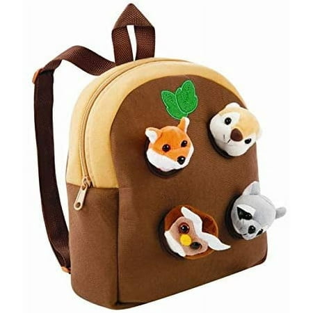 Animal House Plush Animal Sound Bag | Toddler Size Backpack/Toy Bag with Removable Plush Animal Sound Toys (Forest Friends)