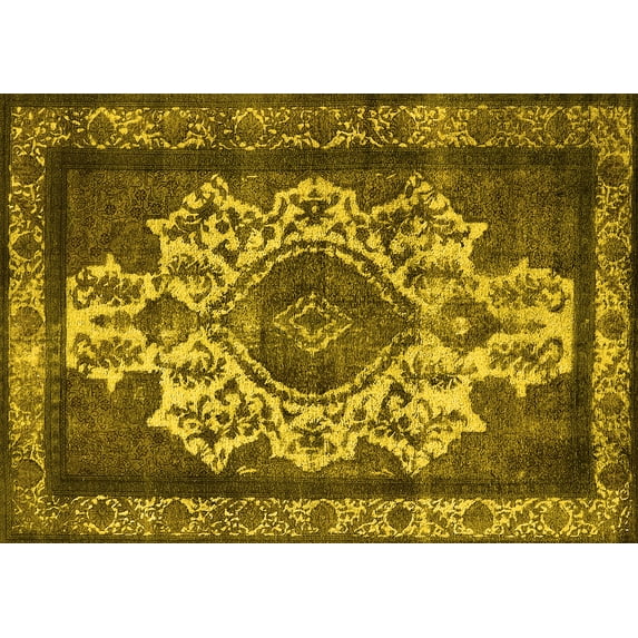 Ahgly Company Indoor Rectangle Oriental Yellow Industrial Area Rugs, 8' x 12'