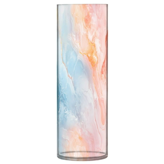Clear Flower Vase Centerpieces Plastic Cylindrical Vases Home Wedding Decor 4"x12" Soft Blue Pink Marble