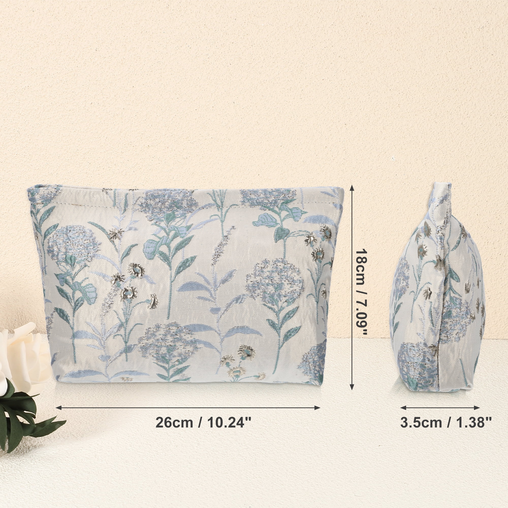 Unique Bargains Flower Pattern Cosmetic Bag Zipper for Travel