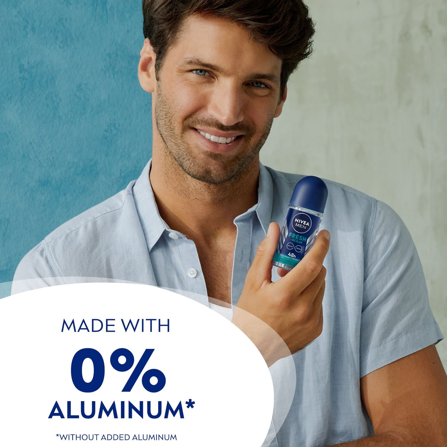 NIVEA Fresh Ocean Aluminum Free Roll-On Deodorant for Men, 50 mL, 50 mL