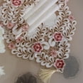 thumbnail image 4 of Mosiee Table Runner Embroidered Floral Lace Fabric Translucent Gauze Hollow-Carved Design Table Cloth Retro Style, 4 of 8