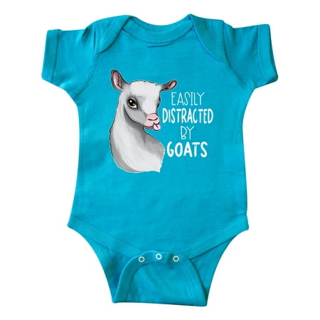 

Inktastic Easily Distracted by Goats Cute Goat Gift Baby Boy or Baby Girl Bodysuit