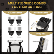 PRITECH Beard Trimmer for Men, All-in-One Hair Clippers Kit, Precision Cordless Grooming Set Waterproof IPX6 for Beard, Hair, Body, Nose, Ear, with Foil Razor (Silver)