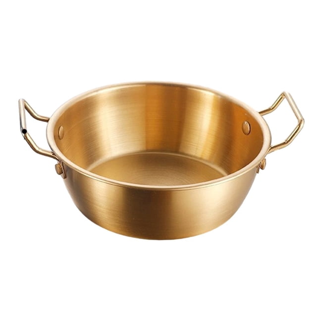 304 Stainless Steel Golden Instant Noodle Bowl Korean Rice Wine Bowl With Handle Salad Snack French Fry Bowl For Kitchen