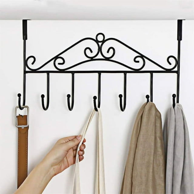 NOGIS - Perchero para puerta, perchero para puerta, toallero para puerta, ganchos para puerta, perchero para baño, ropa, cinturón, sombrero, detrás del baño, perchero para toallas con 7 ganchos,