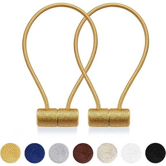 Curtain Tiebacks Clips VS Strong Magnetic Tie Band Home Office Decorative Drapes Weave Holdbacks Holders European for Blackout Sheer Window Treatment (Gold Bright)