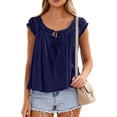thumbnail image 3 of PRETTYGARDEN Womens Tie Front Tank Tops Summer Fashion Cap Sleeve Babydoll Blouses Flowy Shirts Spring Going Out Outfits, 3 of 8