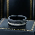 thumbnail image 4 of 8mm Men's Black Tungsten Eternity Wedding Band, Black Cubic Zirconia, White Wood Inlay Comfort Fit Pipe Cut Tungsten Ring - TN1164WAs9, 4 of 4