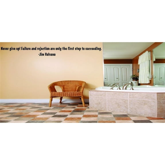 Family Never Give Up Inspirational Quotes & Sayings Wall Decal Decoration Failure and Rejection Quote by Jim Valvano Lasts Years and Easily Removable - Size: 3 In(W) x 10 In(H)