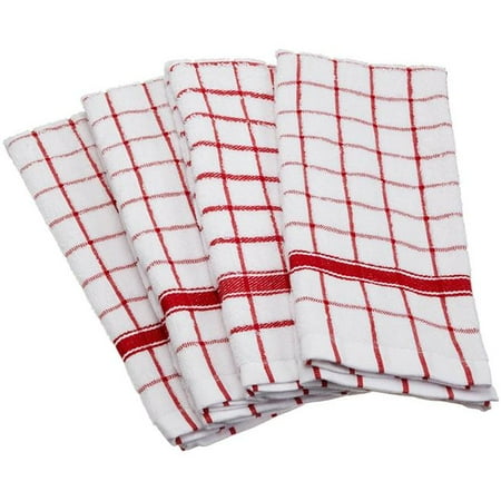 

Red Windowpane Terry Dishtowel Set - Set of 4