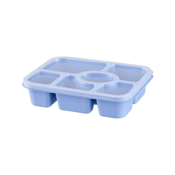 Pisexur Batería de cocina Lonchera de trigo con seis compartimentos, paja de trigo con tapa, caja para refrigerios, caja para conservar frutas, platos para refrigerio para la cocina del hogar