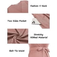 thumbnail image 3 of Weardear Maternity Dress V Neck Ribbed Knit Nursing Dresses with Pockets Tie Waist Pregnancy Breastfeeding Midi Dress, 3 of 6