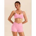 thumbnail image 4 of PISONIC Workout Sets for Women 2 Piece Twist Back Layered Sports Bra Mini Shorts Yoga Pilates Outfits Active Wear, 4 of 6