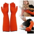 thumbnail image 2 of Grooming Gloves Bite Proof – Pet Handling Gloves - 11" Extra-Long Grooming Arm Sleeves, Pet Grooming Gloves, Durable Anti-Scratch Protective Sleeves for Nail Trimming, 1Pair(Orange,11x4"), 2 of 9