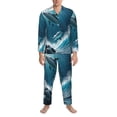 thumbnail image 3 of Sikiie Ice Blue Ocean Cute Dolphin A Mens Pajama Set, Soft Warm Long Sleeve Sleepwear, Cozy Button-Down Pjs for Men-, 3 of 7