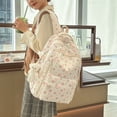 thumbnail image 4 of HUISZJ Floral Printed  School Backpack, Large Capacity  Backpack with Pendant, Laptop Backpack for School Work Travel Outdoor (White), 4 of 10