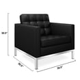 thumbnail image 6 of Aron Living Rolina 31" Real Leather and Stainless Steel Armchair in Black, 6 of 6
