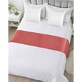 thumbnail image 5 of Bed Runner for Twin Size, Vintage Coral Red Decorative Scarf Throws for Foot of Bed, Farmhouse Retro Solid Color Linen Texture Luxury Bedding Protector Slipcover Bedrunners for Hotel, 71 x 20 Inch, 5 of 6