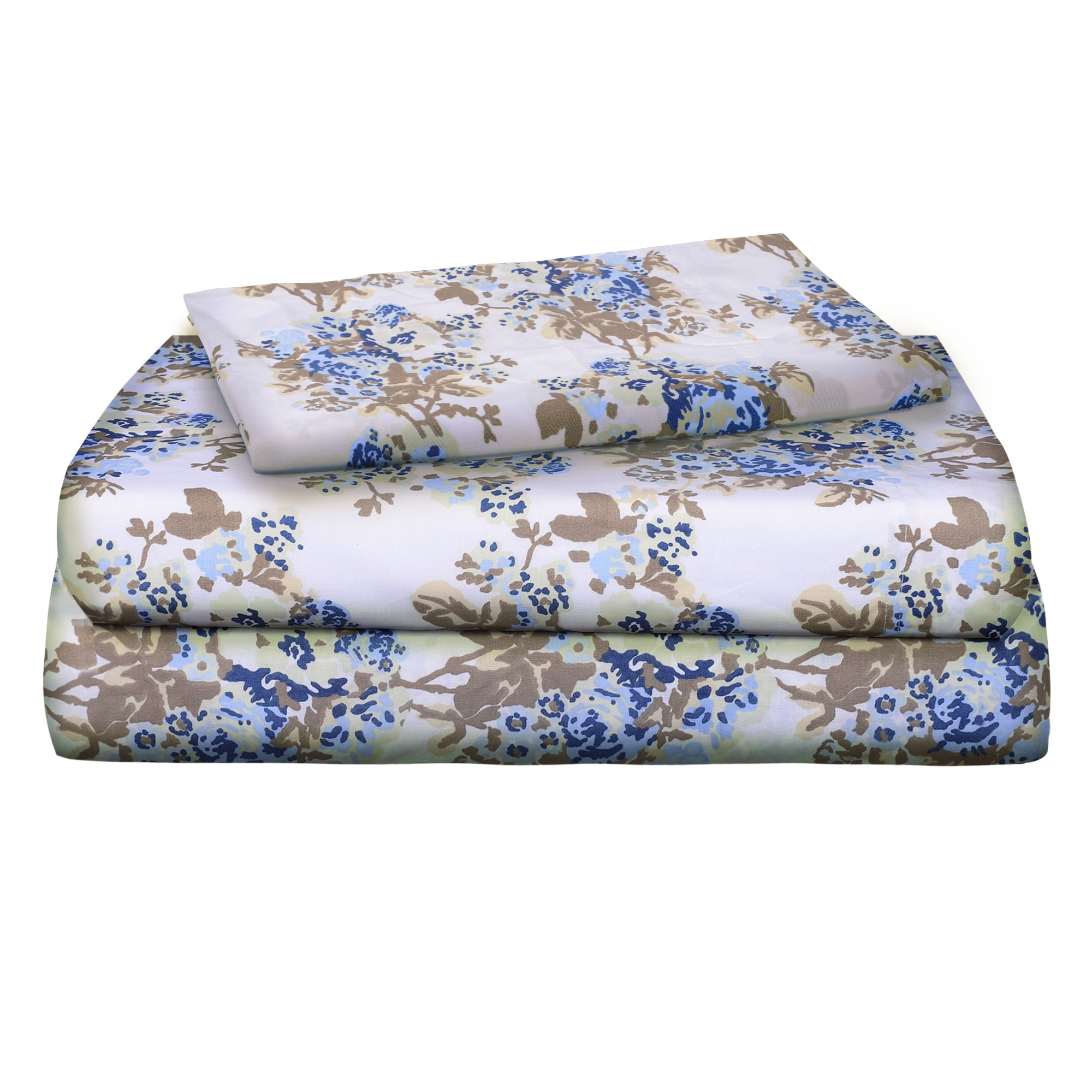 Renauraa 144 Thread Count 100 Cotton Percale Floral Queen Bed Sheet Set 6807