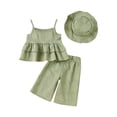 thumbnail image 2 of hengsof Baby Girl Clothes Toddler Girl Summer Outfits Sleeveless Ruffle Halter Tops Wide Leg Pants Kids Clothing Set 2PC, 2 of 8