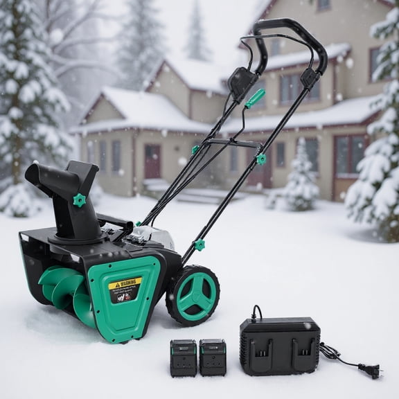 Garvee Electric Snow Blower 20 inch, 2 x 20V Snow Blower Cordless with LED Lights and 180° Rotating Chute for Driveway, Patio, Sidewalk, Blue/Black