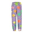 thumbnail image 6 of dazeni Girls Floral Boho Sweatpants Cute Graphic Elastic Waisted Jogger Pants Kids Trendy Loose Casual Full Length Trousers with Pockets Purple, 6 of 6
