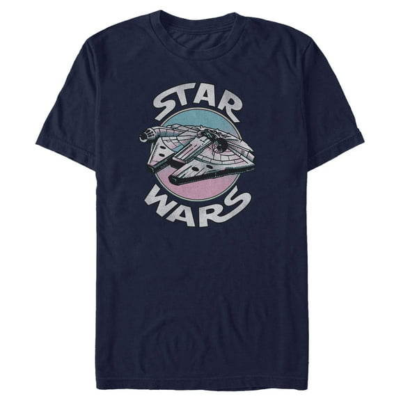 Men's Star Wars Millennium Falcon Gradient Circle Graphic Tee Navy Blue Medium