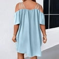 thumbnail image 4 of WULMLEO Women's Plus Size Dresses Off Shoulder Short Sleeve Short Dresses Causal Loose Tunic Summer Dress Light Blue 3XL, 4 of 5