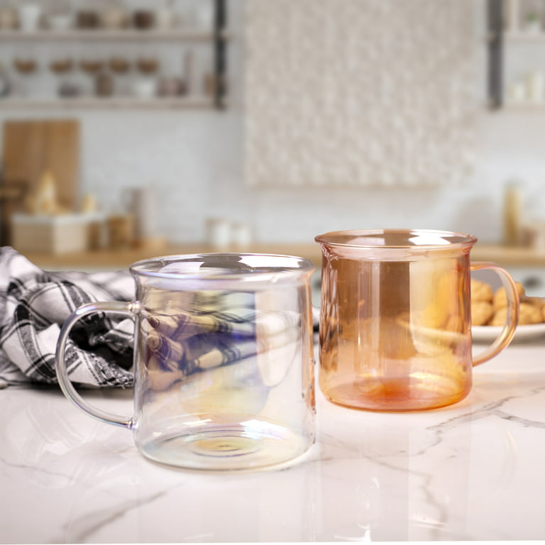  Hearth Double Walled Glass Coffee Mugs I 2, 8oz Amber  Insulated Coffee Mugs With Handles I Perfect As Glass Tea Cups & Latte Cups