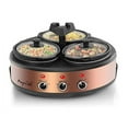 thumbnail image 2 of MegaChef 1.5 qt Triple Slow Cooker & Buffet Server with 3 Ceramic Cooking Pots - Brushed Copper & Black, 2 of 5