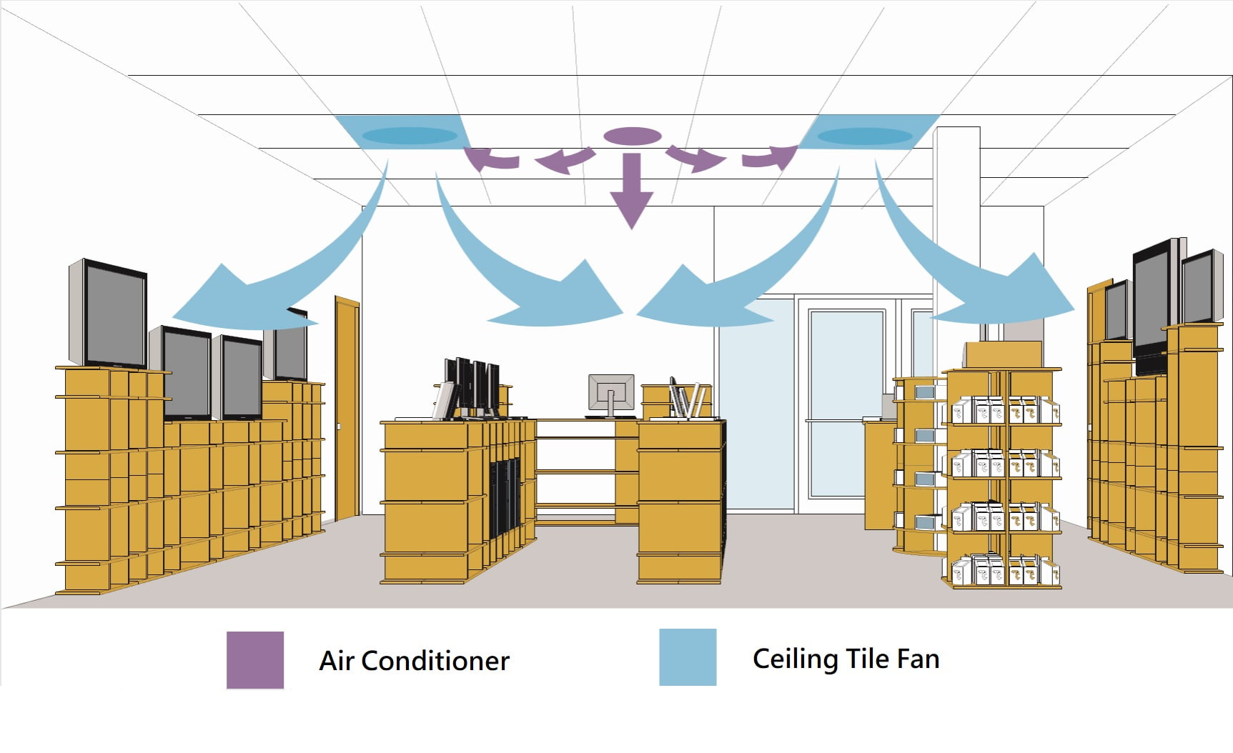 24" Drop Ceiling Tile Fan SA-398WC (Fan for Drop Ceiling Installation Only) 2-Speed - Wall Control Included
