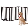 thumbnail image 2 of Wooden Dog Fence,Walnut Pet Barrier Indoor Use Adjustable Foldable Pet Gate,1 Piece,Walnut, 2 of 14