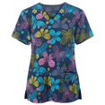 thumbnail image 2 of Blusa de manga corta con cuello en v SCZ para mujer azul, SCZ, uniforme de trabajo, 5XL, 2 of 3