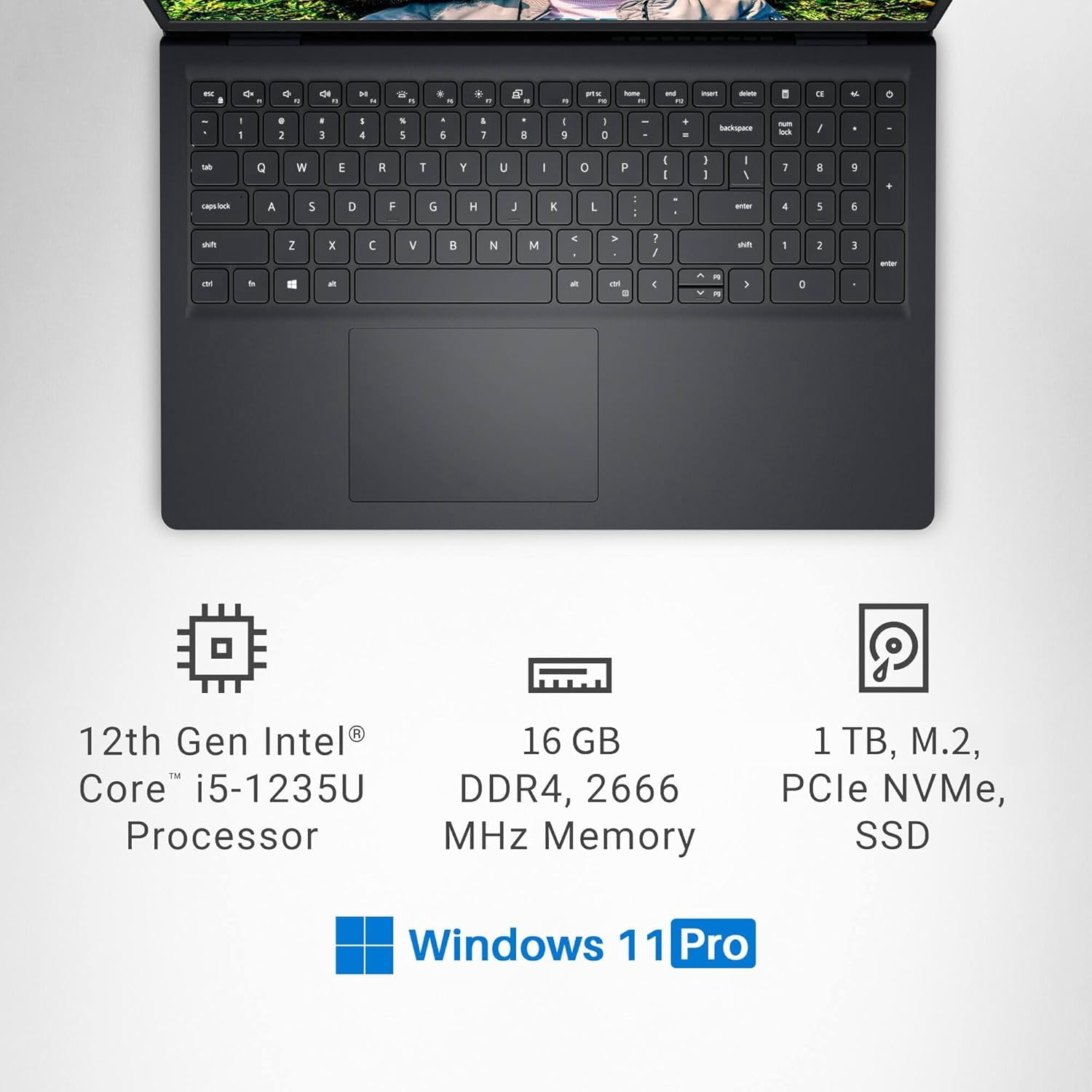 Dell Inspiron 15 Touchscreen Laptop Computer, Office Lifetime Office & Win 11 Pro, 15.6" FHD Display, Intel 10-Core i5-1235U, 16GB RAM, 512GB SSD, Intel UHD Graphics, SD Card Reader, HDMI