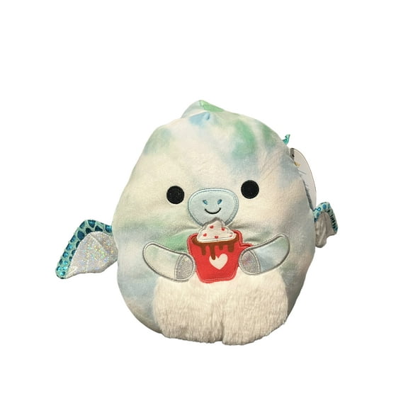 Official Kellytoys Squishmallow 8 Inch Shantira the Pterodactyl Holding Hot Chocolate 2023 Valentine's Edition