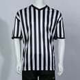 thumbnail image 5 of Mightlink Court Uniform Striped Shape Short Sleeve V-neck Sweat Absorption Anti-Deformed Referee Wearing Polyester Fiber Sporting Goods Collared Referee Shirt for Sports, 5 of 7