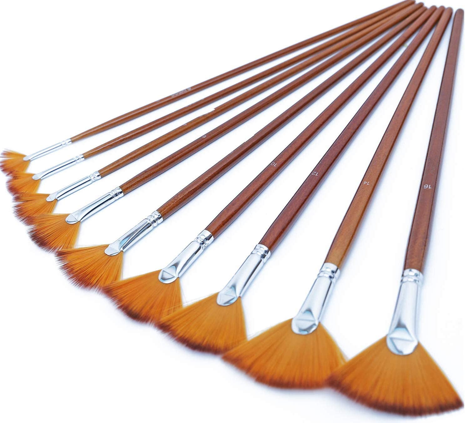 Artist Fan Paint Brushes Set, Happon 9 Pcs Professional Soft AntiShedding Fan Brush for Acrylic