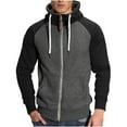 thumbnail image 2 of Blusa y camisa de manga larga con cuello alto para hombre, estilo casual, con retazos, cuello alto, manga larga y bolsillo., 2 of 6