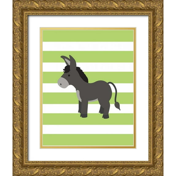 Robinson, Tamara 15x18 Gold Ornate Wood Framed with Double Matting Museum Art Print Titled - Donkey Stripe