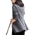 thumbnail image 4 of ORUYROP Veste Blazer à Carreaux Pied-de-Poule à 2 Boutons avec Revers Cranté pour Femmes, 4 of 5