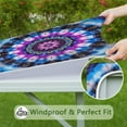 thumbnail image 6 of Colorful Tie Dye Mandala Pattern Square Fitted Tablecloth with Elastic Edge,Square Table Cover,Washable Elastic Table Cover for Home Kitchen Party Decor 34"x34", 6 of 6