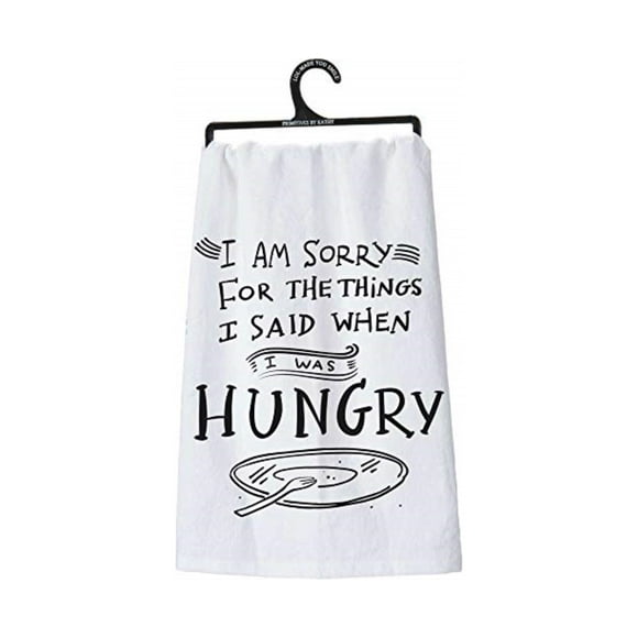 Primitives by Kathy 25518 Tea Lol Made You Smile Dish Towel, Hungry, 28" x 28", Neutral